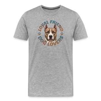 Amis fidèles, amoureux des chiens - T-shirt bio Premium Homme - gris chiné - Devant - Damien (186cm)