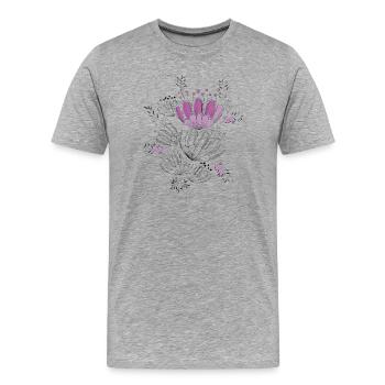 fleurs violettes - T-shirt bio Premium Homme - gris chiné - Devant - Damien (186cm)