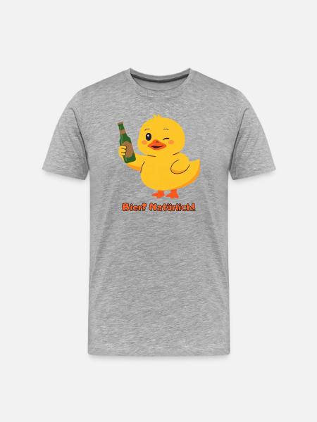 Ente Bier Natuerlich - Männer Premium Bio T-Shirt - Grau meliert