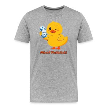 Ente Milch Natuerlich - Männer Premium Bio T-Shirt - Grau meliert - Vorne - Damien (186cm)