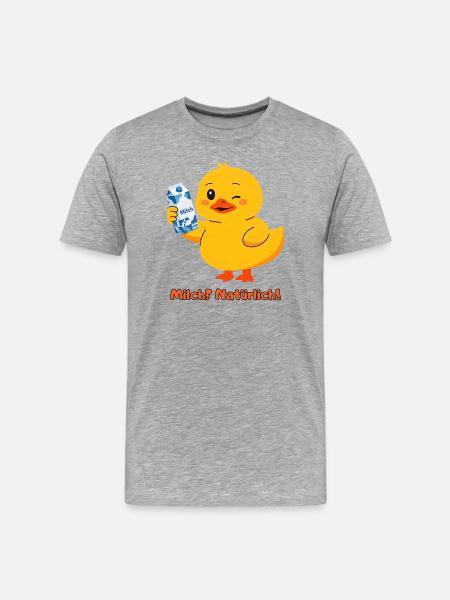 Ente Milch Natuerlich - Männer Premium Bio T-Shirt - Grau meliert