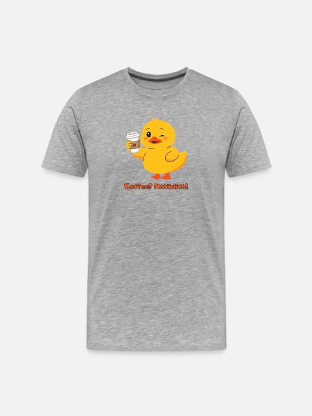 Ente Kaffee Natuerlich - Männer Premium Bio T-Shirt - Grau meliert