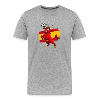 Taureau rouge football Espagne - Sport cartoon - T-shirt bio Premium Homme - gris chiné - Devant - Damien (186cm)