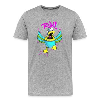 Canard Panique - T-shirt bio Premium Homme - gris chiné - Devant - Damien (186cm)