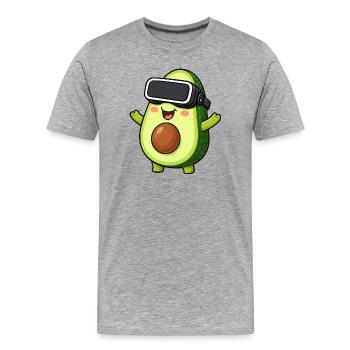 Avocado Cartoon Gamer Réalité Virtuelle Comic - T-shirt bio Premium Homme - gris chiné - Devant - Damien (186cm)