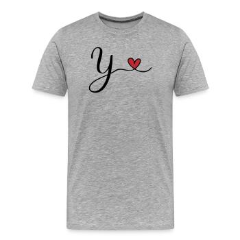 Y Letter Initial Monogram Design with Heart - Men's Premium Organic T-Shirt - heather grey - Front - Damien (186cm)