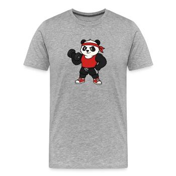 Gym Panda - T-shirt bio Premium Homme - gris chiné - Devant - Damien (186cm)