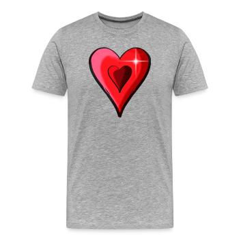 Cœur double brillance - T-shirt bio Premium Homme - gris chiné - Devant - Damien (186cm)