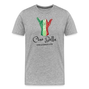 Italian Flag Tribal Horn Hand - Men's Premium Organic T-Shirt - heather grey - Front - Damien (186cm)