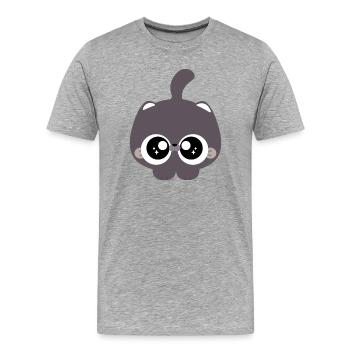 Chat chibi - T-shirt bio Premium Homme - gris chiné - Devant - Damien (186cm)