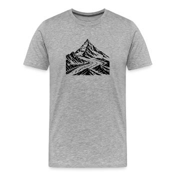 Graphique Großglockner en noir – plus minimaliste - T-shirt bio Premium Homme - gris chiné - Devant - Damien (186cm)