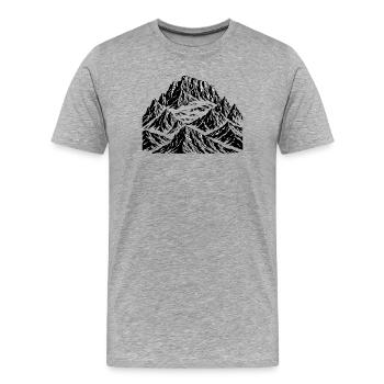 Zugspitze Graphique en noir – Minimaliste - T-shirt bio Premium Homme - gris chiné - Devant - Damien (186cm)