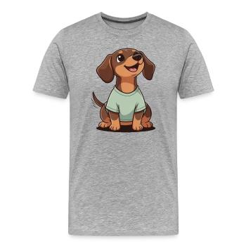 Happy Dachshund Cartoon Heartwarmer Shirt A SHORT LE - T-shirt bio Premium Homme - gris chiné - Devant - Damien (186cm)