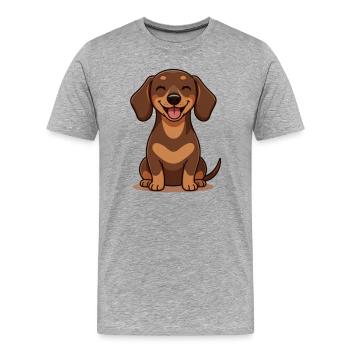 Chemise sourire en dessin animé Teckel mignon - T-shirt bio Premium Homme - gris chiné - Devant - Damien (186cm)