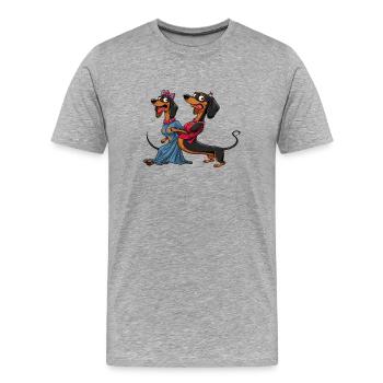 Chemise comique mannequin de mode teckel drôle - T-shirt bio Premium Homme - gris chiné - Devant - Damien (186cm)