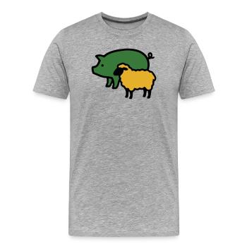 Icône de la ferme de porcs et de moutons - T-shirt bio Premium Homme - gris chiné - Devant - Damien (186cm)