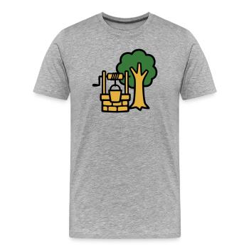 Draw Fountain Village Logo - T-shirt bio Premium Homme - gris chiné - Devant - Damien (186cm)