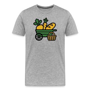 Logo des légumes du chariot de la récolte - T-shirt bio Premium Homme - gris chiné - Devant - Damien (186cm)