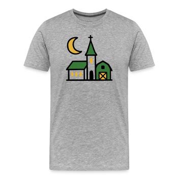 Œuvres d’art de la lune de l’église du village - T-shirt bio Premium Homme - gris chiné - Devant - Damien (186cm)