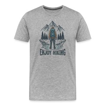 Randonnée - Aventure en plein air - T-shirt bio Premium Homme - gris chiné - Devant - Damien (186cm)