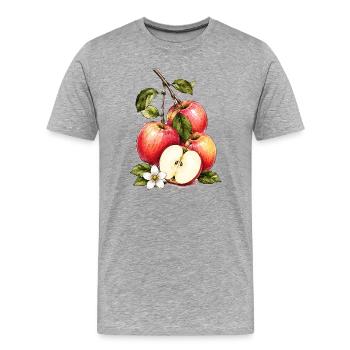 Splendeur de pomme aquarélie - T-shirt bio Premium Homme - gris chiné - Devant - Damien (186cm)