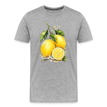 Fraîcheur aquarelle citron - T-shirt bio Premium Homme - gris chiné - Devant - Damien (186cm)