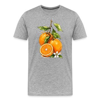 Fleur d’oranger aquarelle - T-shirt bio Premium Homme - gris chiné - Devant - Damien (186cm)