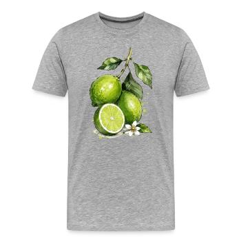 Aquarelle citron vert - T-shirt bio Premium Homme - gris chiné - Devant - Damien (186cm)