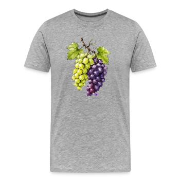 Grappe de raisins aquarelle vert violet - T-shirt bio Premium Homme - gris chiné - Devant - Damien (186cm)