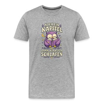 Noch ein Kapitel – Lese-Eule - Männer Premium Bio T-Shirt - Grau meliert - Vorne - Damien (186cm)