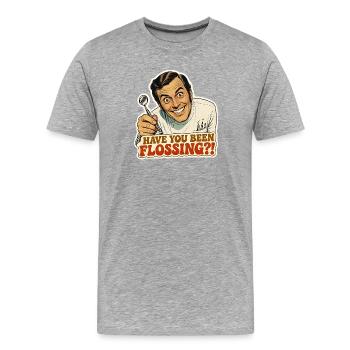 Art drôle de mème rétro de dentiste - T-shirt bio Premium Homme - gris chiné - Devant - Damien (186cm)