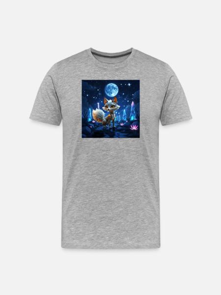 Neon-Mondfuchs - Männer Premium Bio T-Shirt - Grau meliert