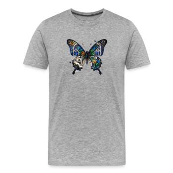 Papillon de la cathédrale Steampunk - T-shirt bio Premium Homme - gris chiné - Devant - Damien (186cm)
