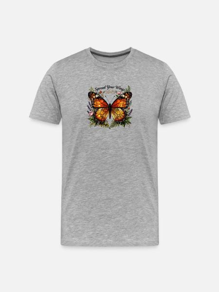 Spread Your Wings: Floral Butterfly - Men's Premium Organic T-Shirt - heather grey