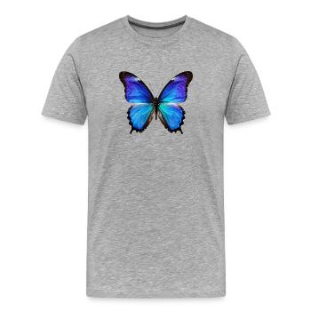 Empreinte aile du Monarque Azur - T-shirt bio Premium Homme - gris chiné - Devant - Damien (186cm)