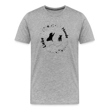 L’amour des chiens - T-shirt bio Premium Homme - gris chiné - Devant - Damien (186cm)