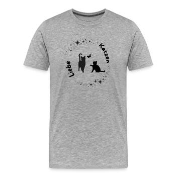 Lune Amour Magique des Chats - T-shirt bio Premium Homme - gris chiné - Devant - Damien (186cm)