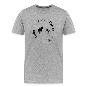 Cercle des étoiles Amour des chevaux - T-shirt bio Premium Homme - gris chiné - Devant - Damien (186cm)