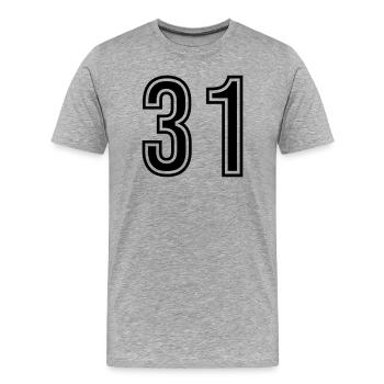 Symbole du chiffre 31 - T-shirt bio Premium Homme - gris chiné - Devant - Damien (186cm)