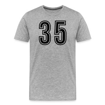 35 Symbole numérique - T-shirt bio Premium Homme - gris chiné - Devant - Damien (186cm)