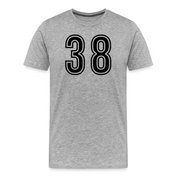 Symbole du chiffre 38 - T-shirt bio Premium Homme - gris chiné - Devant - Damien (186cm)