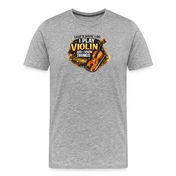 Cadeau pour le violoniste - T-shirt bio Premium Homme - gris chiné - Devant - Damien (186cm)