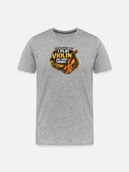 Cadeau pour le violoniste - T-shirt bio Premium Homme - gris chiné