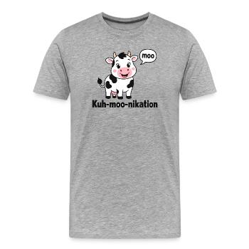  Kuh Moo Nikation Lustige Kuh Für Kinder Bauernhof - Männer Premium Bio T-Shirt - Grau meliert - Vorne - Damien (186cm)
