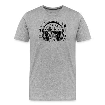 Musique, casques, Ondes sonores graphiques, Amateur de musique - T-shirt bio Premium Homme - gris chiné - Devant - Damien (186cm)