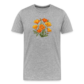 Pavot de Californie - T-shirt bio Premium Homme - gris chiné - Devant - Damien (186cm)