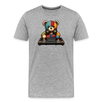 Patchbear DJ Patchwork - T-shirt bio Premium Homme - gris chiné - Devant - Damien (186cm)
