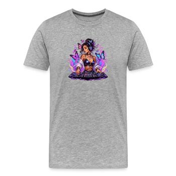 DJ de nuit avec un style papillon - T-shirt bio Premium Homme - gris chiné - Devant - Damien (186cm)