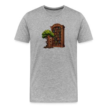 Arbre rencontrant la bibliothèque - T-shirt bio Premium Homme - gris chiné - Devant - Damien (186cm)