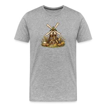 Moulin à vent à maïs avec grain et miel - T-shirt bio Premium Homme - gris chiné - Devant - Damien (186cm)
